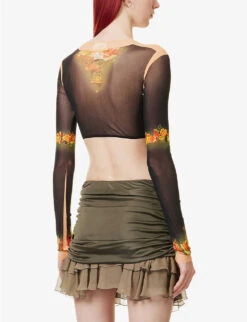 Jean Paul Gaultier Floral-print Slim-fit Woven Top -Ted Baker Store R04137653 BEIGEBLACK ALT03