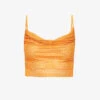 SELF PORTRAIT Crystal-embellished Cowl-neck Stretch-woven Top -Ted Baker Store R04137722 ORANGE M