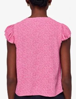 Whistles Graphic-print Ruffled-sleeve Woven Top 10 Whistles Graphic-print Ruffled-sleeve Woven Top -Ted Baker Store R04140108 MULTICOLOURED ALT03