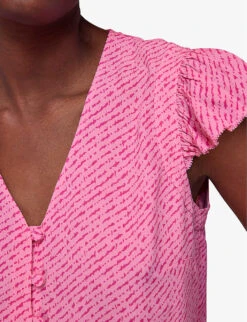 Whistles Graphic-print Ruffled-sleeve Woven Top 11 Whistles Graphic-print Ruffled-sleeve Woven Top -Ted Baker Store R04140108 MULTICOLOURED ALT04