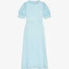 Ted Baker Azilea Puff-sleeve Waist-tie Woven Midi Dress 1 Ted Baker Azilea Puff-sleeve Waist-tie Woven Midi Dress -Ted Baker Store R04140120 SKYBLUE M