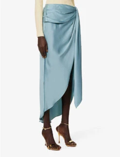 Elisabetta Asymmetric Satin Midi Skirt -Ted Baker Store R04140655 CELESTEBLUE ALT02