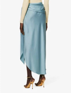 Elisabetta Asymmetric Satin Midi Skirt -Ted Baker Store R04140655 CELESTEBLUE ALT03