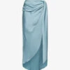 Elisabetta Asymmetric Satin Midi Skirt