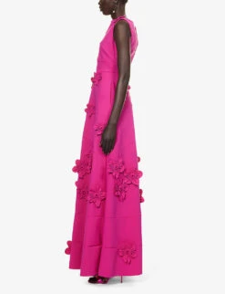 Floral-embellished Sleeveless Stretch-woven Gown -Ted Baker Store R04140677 MAGENTA ALT02
