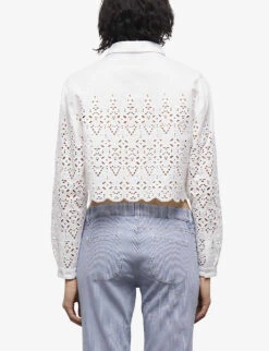 THE KOOPLES Cropped Broderie-anglaise Cotton Shirt -Ted Baker Store R04140769 WHI01 ALT03
