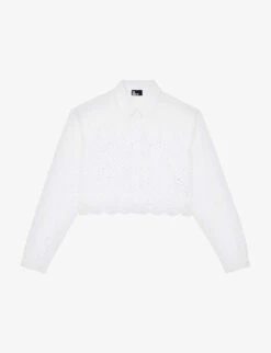 THE KOOPLES Cropped Broderie-anglaise Cotton Shirt