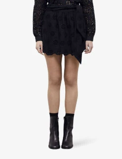 THE KOOPLES Tied-waist Broderie-amglaise Cotton Mini Skirt -Ted Baker Store R04140776 BLA01 ALT02