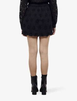 THE KOOPLES Tied-waist Broderie-amglaise Cotton Mini Skirt -Ted Baker Store R04140776 BLA01 ALT03