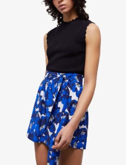 THE KOOPLES Floral-print Silk Mini Skirt -Ted Baker Store R04140802 BLU01 ALT02