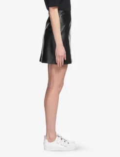 Whistles High-waisted A-lined Leather Mini Skirt -Ted Baker Store R04141044 BLACK ALT02