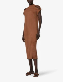 Cut-out Shoulder Knitted Maxi Dress -Ted Baker Store R04141924 CAMEL ALT02