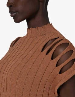 Cut-out Shoulder Knitted Maxi Dress -Ted Baker Store R04141924 CAMEL ALT03