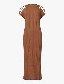 Cut-out Shoulder Knitted Maxi Dress