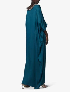 Beaded-trim Satin Maxi Kaftan -Ted Baker Store R04141960 PETROLEUM ALT03