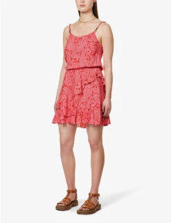 Paisley-print Ruffle-trim Woven Mini Dress -Ted Baker Store R04142186 PRTPRT ALT02