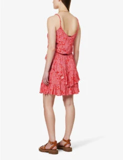 Paisley-print Ruffle-trim Woven Mini Dress -Ted Baker Store R04142186 PRTPRT ALT03