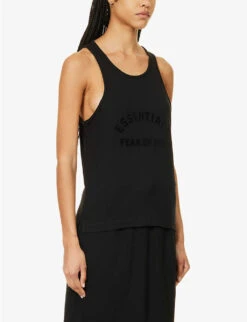 ESSENTIALS Brand-print Cotton-blend Top -Ted Baker Store R04142427 JETBLACK ALT02