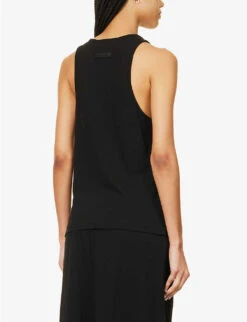 ESSENTIALS Brand-print Cotton-blend Top -Ted Baker Store R04142427 JETBLACK ALT03