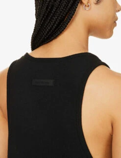 ESSENTIALS Brand-print Cotton-blend Top -Ted Baker Store R04142427 JETBLACK ALT04