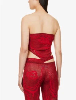 Birthing Venus Abstract-pattern Organic Cotton-blend Knitted Top -Ted Baker Store R04142480 RED ALT03