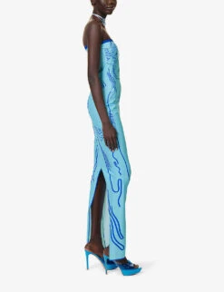 Venus Graphic-print Stretch-recycled Polyester Midi Dress -Ted Baker Store R04142485 LIGHTBLUE ALT01