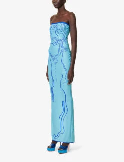 Venus Graphic-print Stretch-recycled Polyester Midi Dress -Ted Baker Store R04142485 LIGHTBLUE ALT02