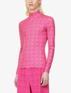 Marine Serre All Over Moon Jacquard-pattern Stretch-woven Top -Ted Baker Store R04143634 MOONFUSCHIAPRINT ALT02