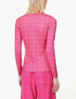 Marine Serre All Over Moon Jacquard-pattern Stretch-woven Top -Ted Baker Store R04143634 MOONFUSCHIAPRINT ALT03