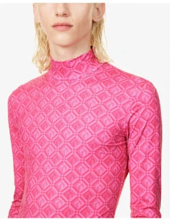 Marine Serre All Over Moon Jacquard-pattern Stretch-woven Top -Ted Baker Store R04143634 MOONFUSCHIAPRINT ALT04