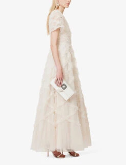 Evelyn Ruffled Recycled-polyester Gown -Ted Baker Store R04143942 CREAM ALT01