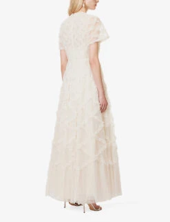 Evelyn Ruffled Recycled-polyester Gown -Ted Baker Store R04143942 CREAM ALT03