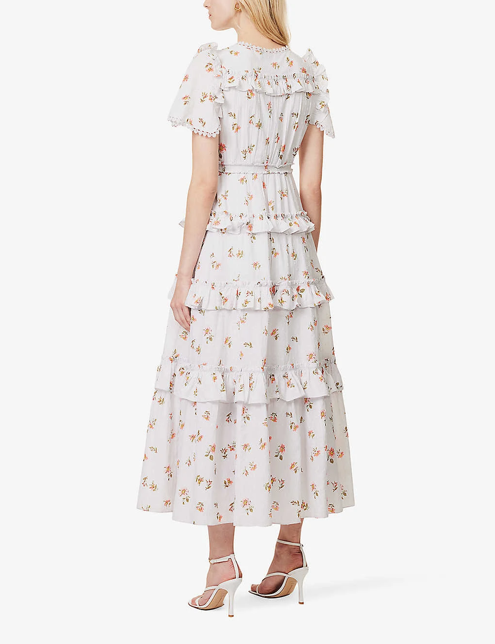 Floral-print Tiered-hem Organic-cotton Midi Dress 6 Floral-print Tiered-hem Organic-cotton Midi Dress - Image 4