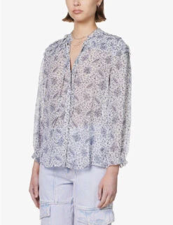 Paige Margret Floral-pattern Silk Blouse 9 Paige Margret Floral-pattern Silk Blouse -Ted Baker Store R04144134 WHITEPERIWINKLE ALT02