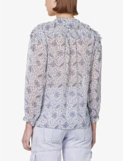 Paige Margret Floral-pattern Silk Blouse 10 Paige Margret Floral-pattern Silk Blouse -Ted Baker Store R04144134 WHITEPERIWINKLE ALT03