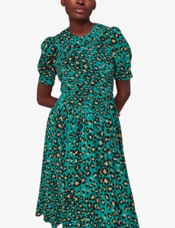 Whistles Leopard-print Shirred Woven Midi Dress -Ted Baker Store R04144929 MULTICOLOURED ALT02