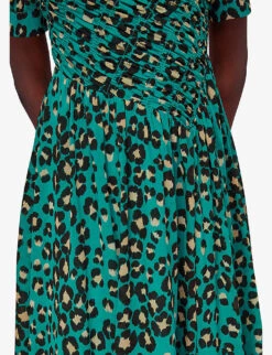 Whistles Leopard-print Shirred Woven Midi Dress -Ted Baker Store R04144929 MULTICOLOURED ALT04