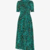 Whistles Leopard-print Shirred Woven Midi Dress -Ted Baker Store R04144929 MULTICOLOURED M