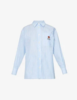 Kenzo Logo-embroidered Striped Cotton Shirt