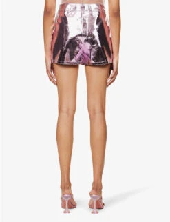 Metallic Straight-leg High-rise Faux-leather Shorts -Ted Baker Store R04145533 ICEPINK ALT03