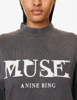 ANINE BING Painted Muse Graphic-print Organic-cotton T-shirt -Ted Baker Store R04146352 WASHEDBLACK ALT04
