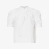 FRAME Ruffle-trim Puffed-sleeve Cotton Top -Ted Baker Store R04146398 BLANC M