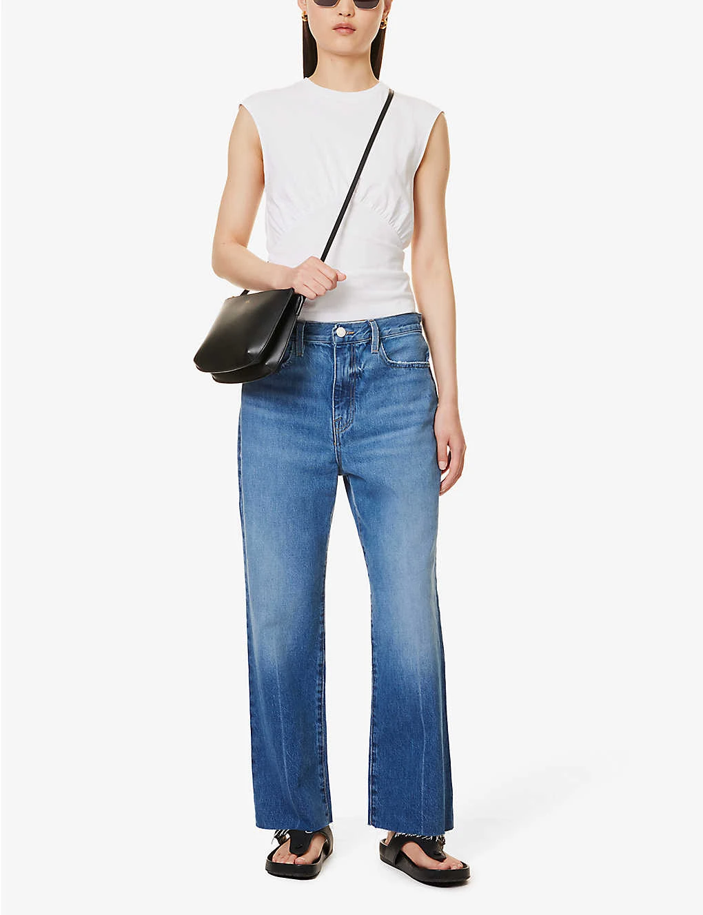 FRAME Gathered-detail Scoop-neck Organic-cotton Top 4 FRAME Gathered-detail Scoop-neck Organic-cotton Top - Image 2