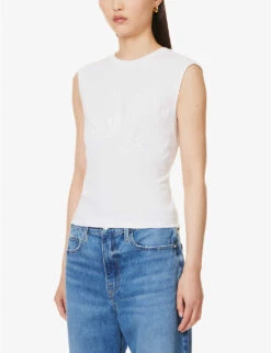 FRAME Gathered-detail Scoop-neck Organic-cotton Top 9 FRAME Gathered-detail Scoop-neck Organic-cotton Top -Ted Baker Store R04146420 BLANC ALT02