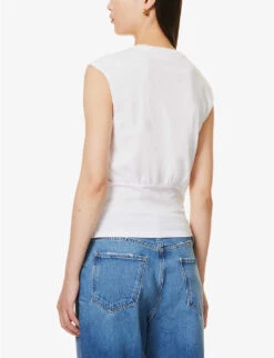 FRAME Gathered-detail Scoop-neck Organic-cotton Top 10 FRAME Gathered-detail Scoop-neck Organic-cotton Top -Ted Baker Store R04146420 BLANC ALT03