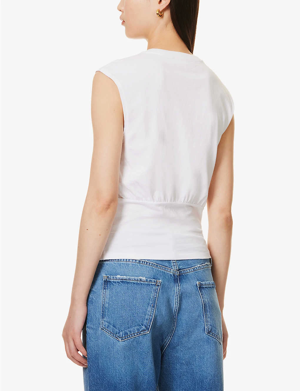 FRAME Gathered-detail Scoop-neck Organic-cotton Top 6 FRAME Gathered-detail Scoop-neck Organic-cotton Top - Image 4