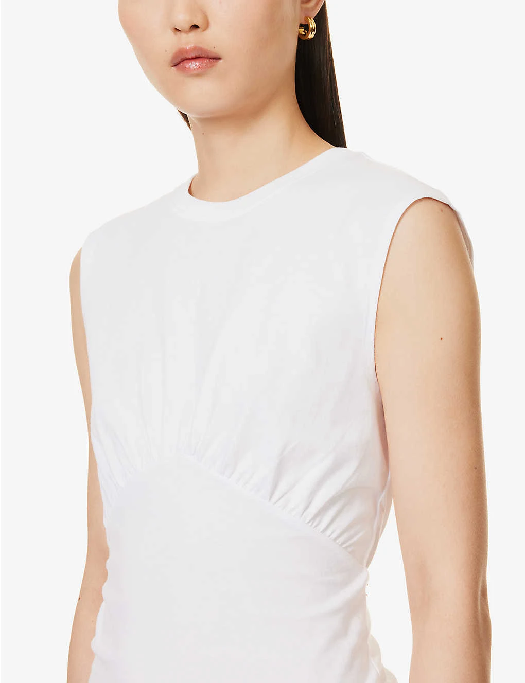 FRAME Gathered-detail Scoop-neck Organic-cotton Top 7 FRAME Gathered-detail Scoop-neck Organic-cotton Top - Image 5