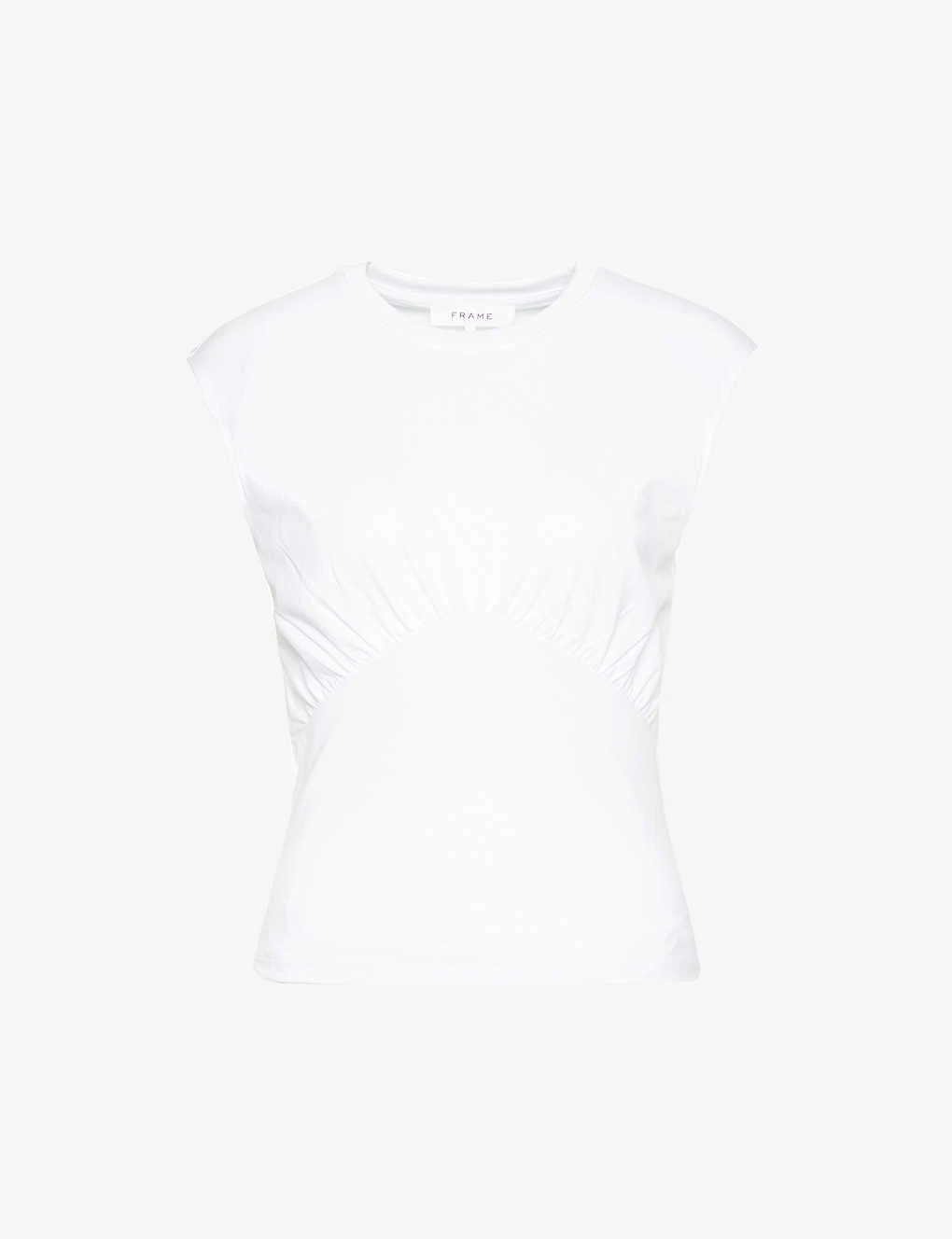 FRAME Gathered-detail Scoop-neck Organic-cotton Top 3 FRAME Gathered-detail Scoop-neck Organic-cotton Top