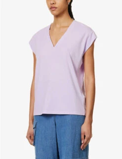 FRAME Le Mid Rise V-neck Organic Cotton Top 9 FRAME Le Mid Rise V-neck Organic Cotton Top -Ted Baker Store R04146437 LILAC ALT02
