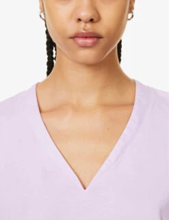FRAME Le Mid Rise V-neck Organic Cotton Top 11 FRAME Le Mid Rise V-neck Organic Cotton Top -Ted Baker Store R04146437 LILAC ALT04